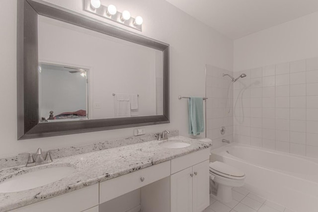 3300 Forest Creek Dr Unit 45, Round Rock, TX 78664 - full bath featuring double vanity, shower / bathtub combination, and tile patterned floors