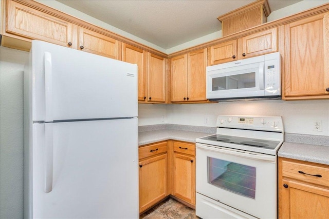 233 Sunshadow Dr, Lockhart, TX 78644 - kitchen featuring white appliances and light countertops