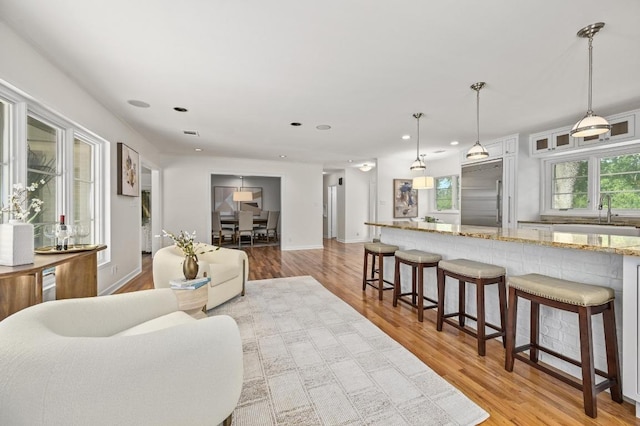 2507 Hartford Rd, Austin, TX 78703 - living room with plenty of natural light, light wood-type flooring, and recessed lighting