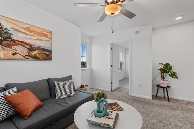 13506 Grand Central Dr, Pflugerville, TX 78660 - living room with carpet flooring and ceiling fan