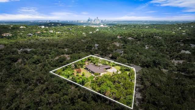 1200 Redbud Trl, West Lake Hills, TX 78746 - aerial view of property and surrounding area with property boundaries highlighted and a forest