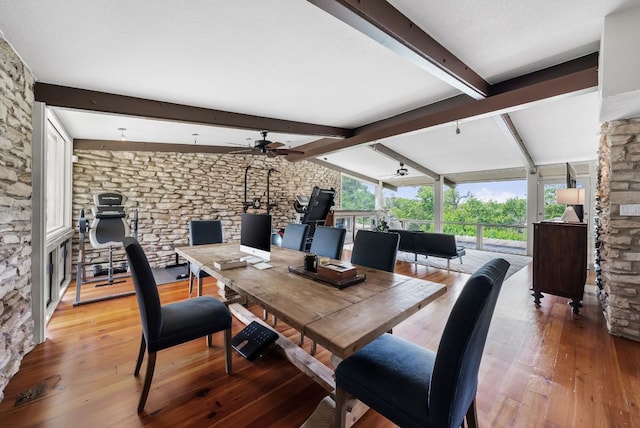1200 Redbud Trl, West Lake Hills, TX 78746 - dining area featuring ceiling fan, light wood-style flooring, and a desk