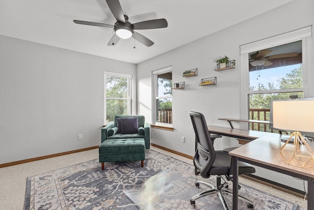 13100 N Ridge Cir, Leander, TX 78641 - office with a ceiling fan and a textured wall