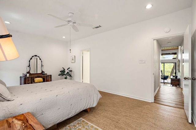 8200 Neely Dr Unit 119, Austin, TX 78759 - bedroom featuring recessed lighting, wood finished floors, and ceiling fan