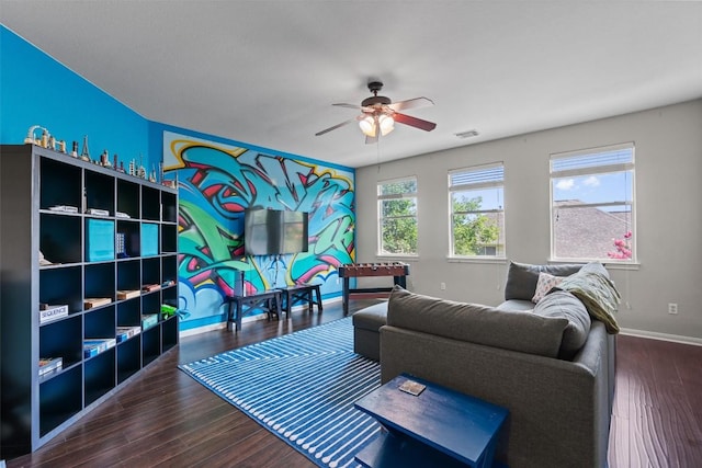 2611 Terlingua Dr, Cedar Park, TX 78613 - living room featuring ceiling fan and wood finished floors
