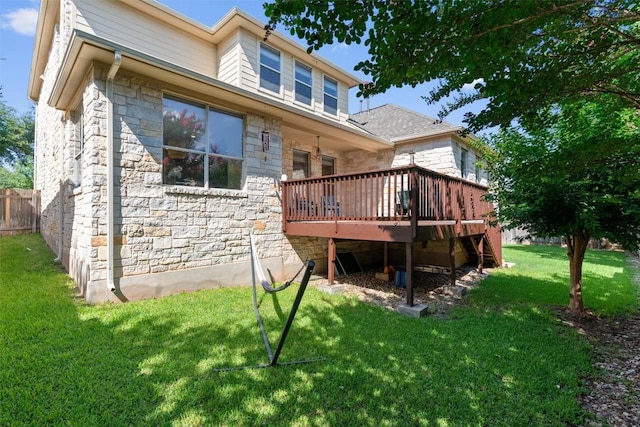 2611 Terlingua Dr, Cedar Park, TX 78613 - back of house with stone siding and a wooden deck
