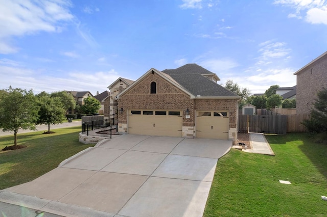 113 Swallowtail Dr, Austin, TX 78737 - view of front of home with brick siding, an attached garage, driveway, and roof with shingles