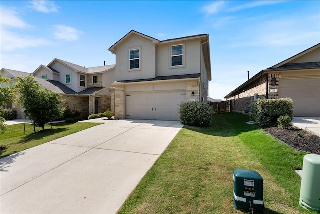 200 Mais Dr, Georgetown, TX 78626 - traditional home featuring stucco siding, a garage, stone siding, and concrete driveway