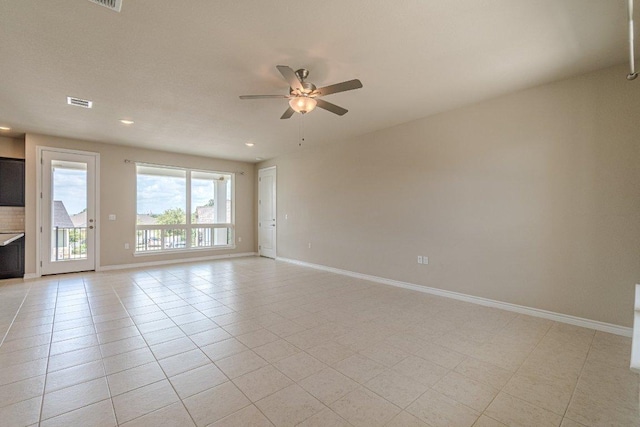 116 Mulligan Dr Unit 103, San Marcos, TX 78666 - unfurnished room featuring ceiling fan, recessed lighting, and light tile patterned flooring