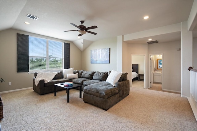 25 Falling Oaks Trl, The Hills, TX 78738 - carpeted living area with a ceiling fan, lofted ceiling, and recessed lighting