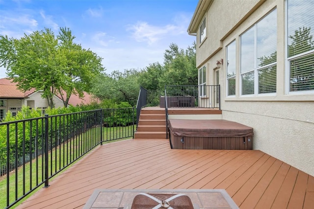 25 Falling Oaks Trl, The Hills, TX 78738 - deck with a covered hot tub