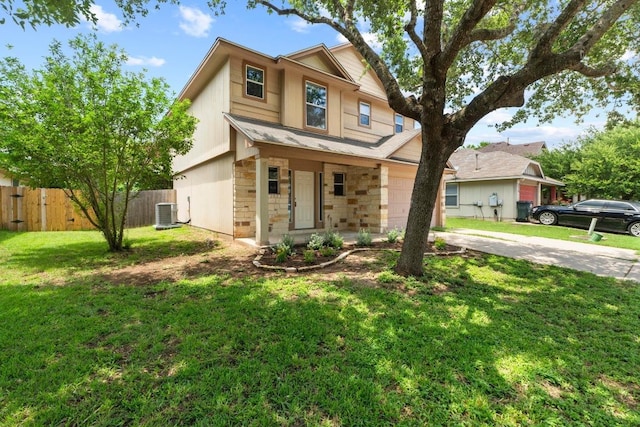 4608 Acers Ln, Austin, TX 78725 - view of front of home featuring driveway and stone siding