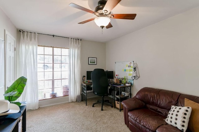 6612 Ashland Dr, Austin, TX 78723 - office area featuring light carpet and ceiling fan