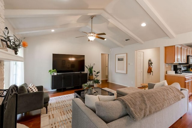 6612 Ashland Dr, Austin, TX 78723 - living room with wood finished floors, ceiling fan, and recessed lighting