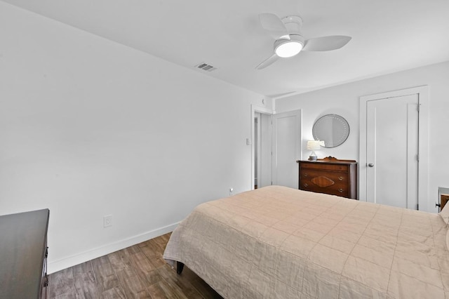 9710 Curlew Dr, Austin, TX 78748 - bedroom with wood finished floors and ceiling fan