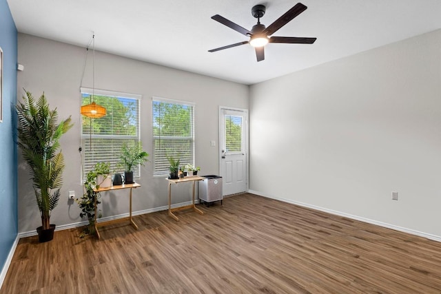 2416 Nightview Dr, Pflugerville, TX 78660 - unfurnished room with wood finished floors and a ceiling fan