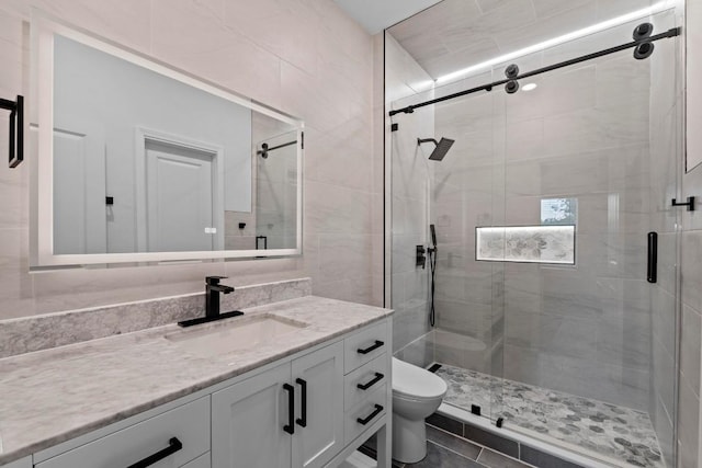2416 Nightview Dr, Pflugerville, TX 78660 - full bathroom with a shower stall, vanity, and tile patterned flooring