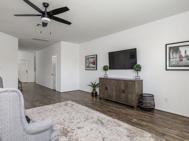 752 Circle Way Unit 35H, Jarrell, TX 76537 - living room featuring wood finished floors and ceiling fan