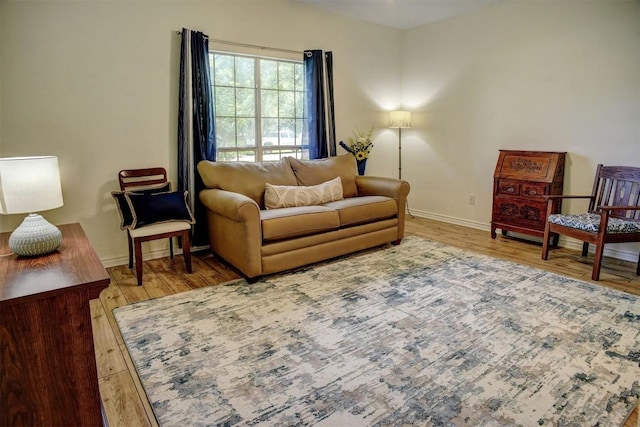 128 Moku Manu Dr, Bastrop, TX 78602 - living area featuring wood finished floors and baseboards