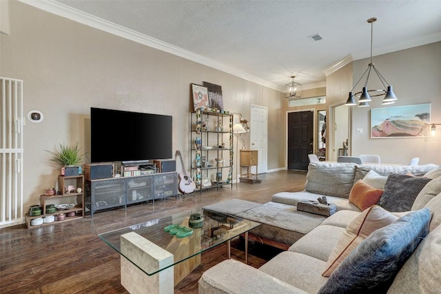 5907 Shanghai Pierce Rd, Austin, TX 78749 - living area featuring wood finished floors and crown molding