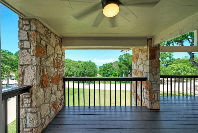 13109, 13111 Mansfield Dr Dr, Austin, TX 78732 - deck with a ceiling fan and a lawn
