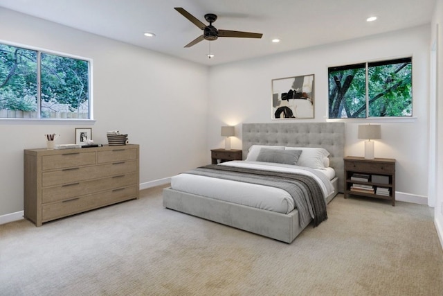 10206 Cripple Creek Cv, Austin, TX 78758 - bedroom featuring light colored carpet, recessed lighting, and ceiling fan