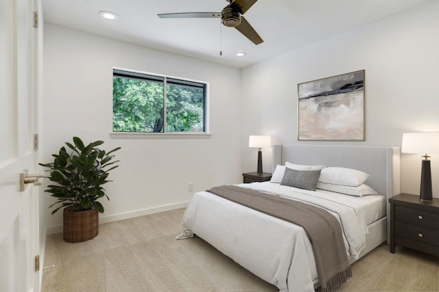 10206 Cripple Creek Cv, Austin, TX 78758 - bedroom with light colored carpet, recessed lighting, and ceiling fan
