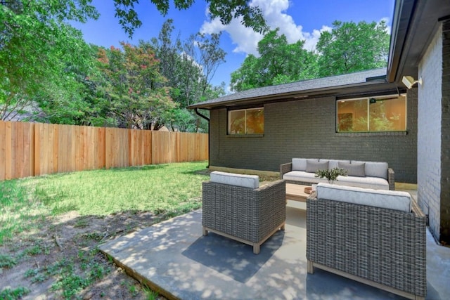 10206 Cripple Creek Cv, Austin, TX 78758 - fenced backyard with a patio and outdoor lounge area