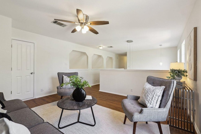 2807 Glenwood Trl, Cedar Park, TX 78613 - living area with a ceiling fan and wood finished floors