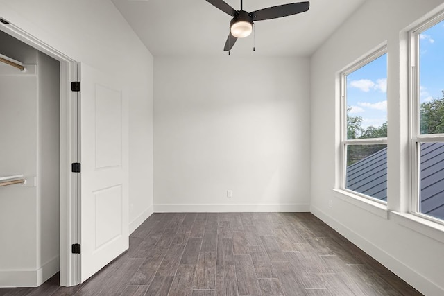 182 W Torrey St, New Braunfels, TX 78130 - spare room featuring ceiling fan and dark wood-style flooring