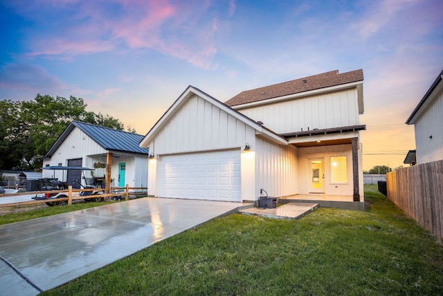182 W Torrey St, New Braunfels, TX 78130 - modern inspired farmhouse featuring board and batten siding, concrete driveway, and a garage