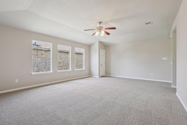 212 Boone Valley Dr, Round Rock, TX 78664 - spare room with ceiling fan, light carpet, and lofted ceiling