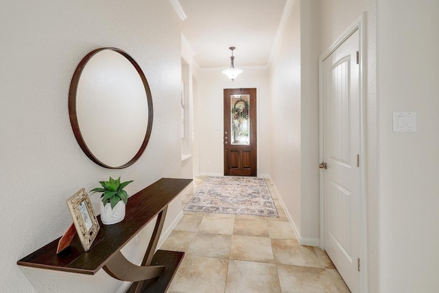 1200 Falling Hills Dr, Georgetown, TX 78628 - foyer entrance featuring ornamental molding and baseboards
