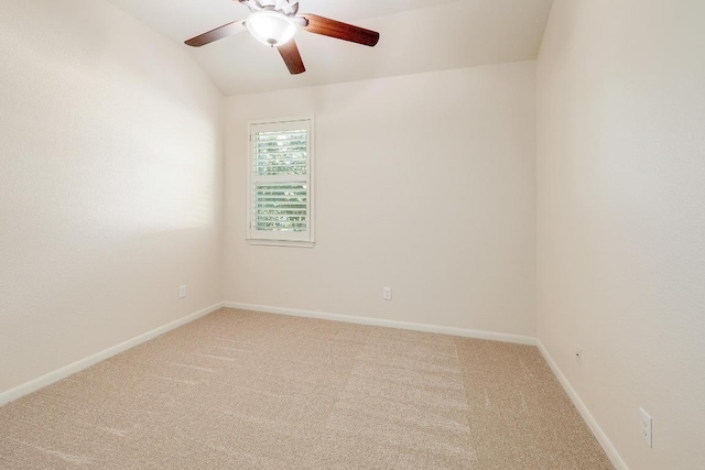 1200 Falling Hills Dr, Georgetown, TX 78628 - empty room with light carpet, ceiling fan, and vaulted ceiling