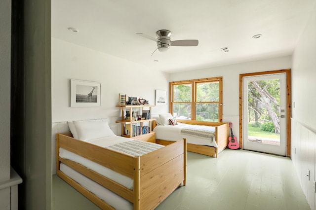 5204 Cueva Dr, Austin, TX 78738 - bedroom with access to exterior and a ceiling fan