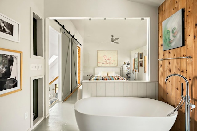 5204 Cueva Dr, Austin, TX 78738 - full bath with a freestanding bath and ceiling fan