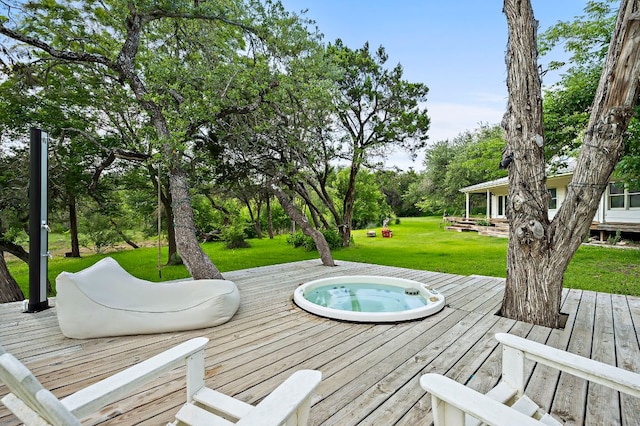 5204 Cueva Dr, Austin, TX 78738 - wooden deck featuring a lawn