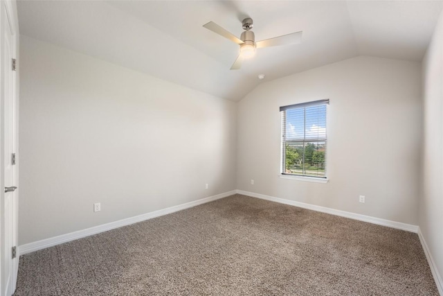 105 Curacao Ct, Austin, TX 78738 - carpeted spare room featuring vaulted ceiling and ceiling fan