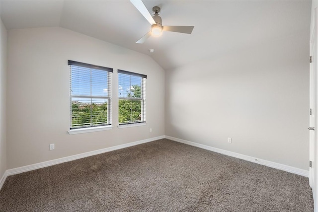 105 Curacao Ct, Austin, TX 78738 - carpeted empty room featuring lofted ceiling and a ceiling fan