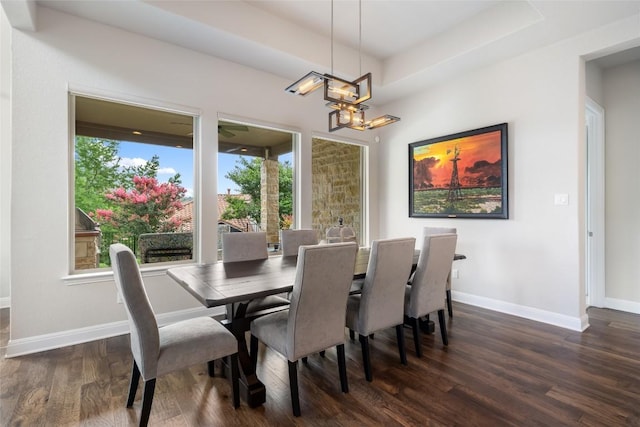 105 Curacao Ct, Austin, TX 78738 - dining space with dark wood-style flooring and a chandelier