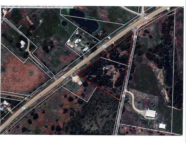 693 Saint Marys Rd, Rosanky, TX 78953 - aerial overview of property's location with property boundaries highlighted
