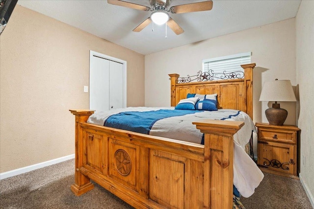 3704 Austin Cv, Lago Vista, TX 78645 - carpeted bedroom featuring baseboards and a ceiling fan