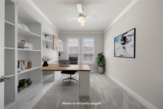 14 Acacia Way, Georgetown, TX 78633 - carpeted office featuring ornamental molding and ceiling fan
