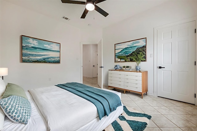 211 E Creek Dr, Dripping Springs, TX 78620 - bedroom featuring light tile patterned flooring and a ceiling fan
