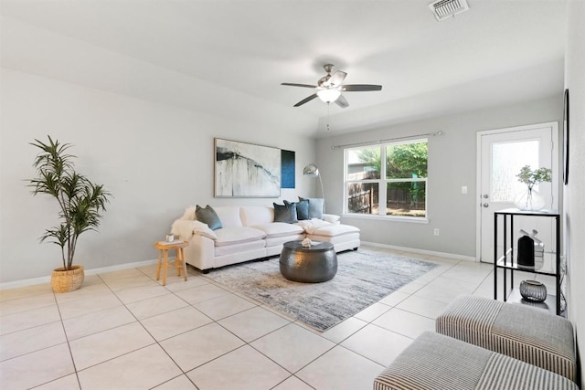 2010 Grow Ln, Austin, TX 78754 - living area featuring ceiling fan and light tile patterned floors