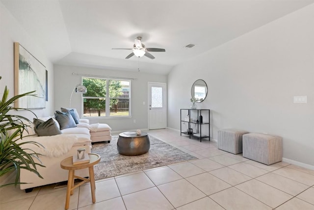 2010 Grow Ln, Austin, TX 78754 - living area featuring ceiling fan and light tile patterned floors