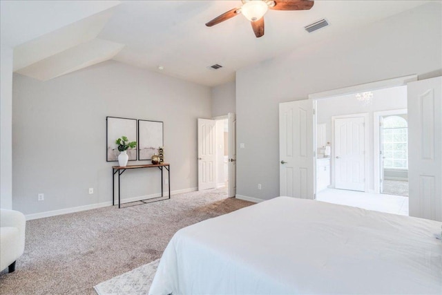 2804 Forest Green Dr, Round Rock, TX 78665 - carpeted bedroom featuring lofted ceiling and a ceiling fan
