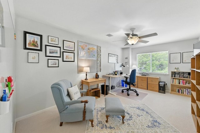 12532 Labrador Cv, Austin, TX 78729 - home office with ceiling fan and carpet