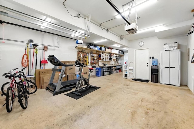 12532 Labrador Cv, Austin, TX 78729 - garage featuring a garage door opener and a workshop area