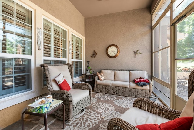 207 Breezeway Ln, Georgetown, TX 78633 - sunroom / solarium with a textured wall and an outdoor living space